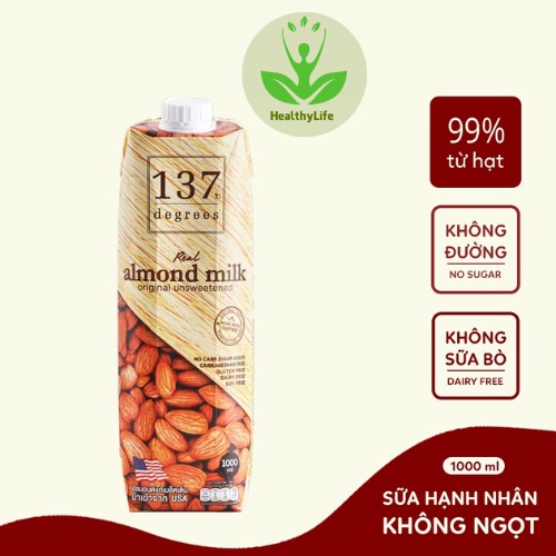 Sữa hạt hạnh nhân không đường 137 Degrees hộp 1000ml( chai mới, date xa)
