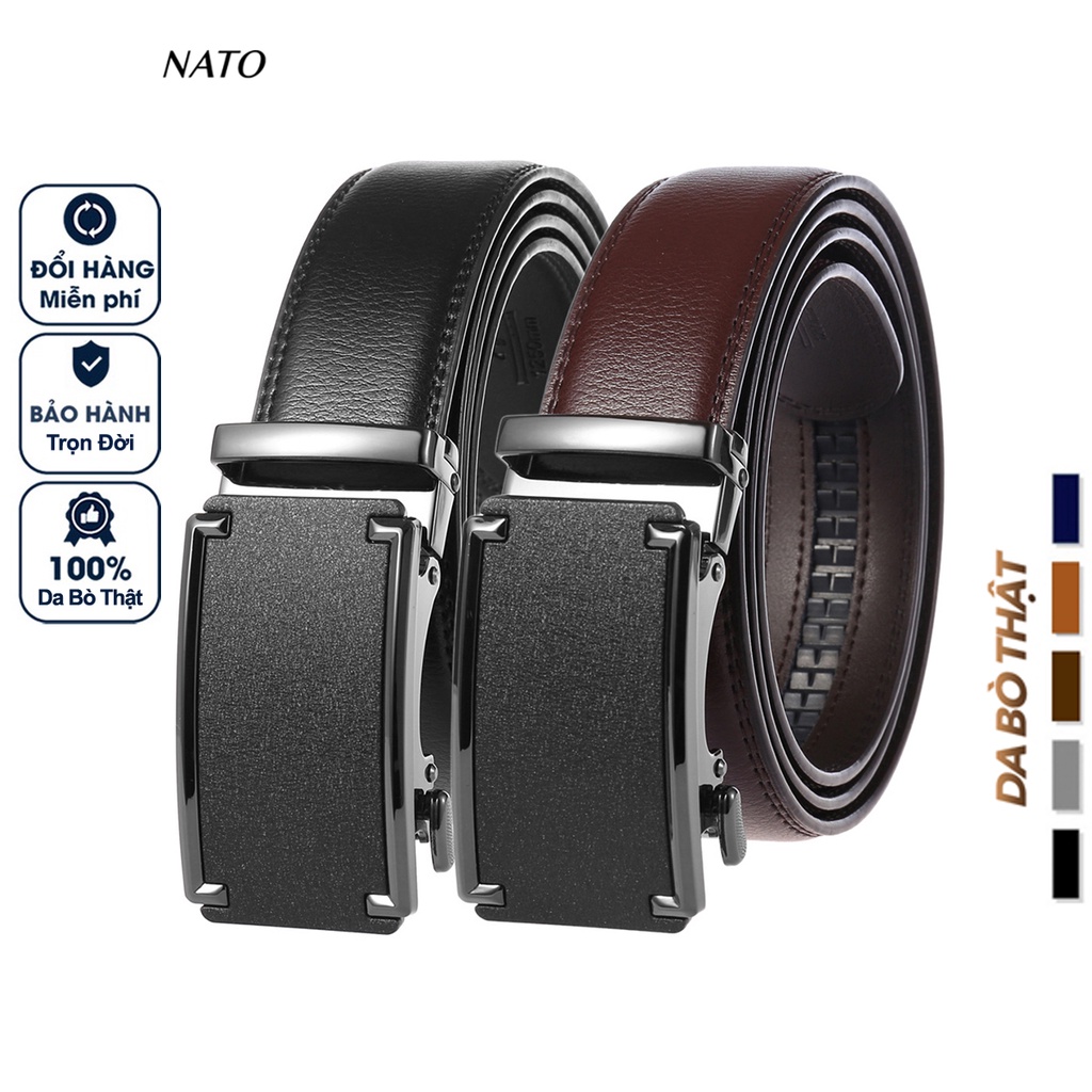 Thắt Lưng Nam BỤI Khóa Tự Động Da Bò Thật Cao Cấp Bền Đẹp Sang Trọng Công Sở Thời Trang Đi Làm Học Dây Nịt Tăng NATO