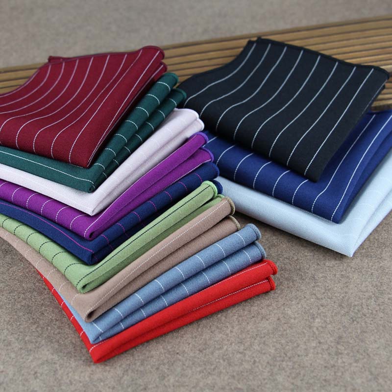 Khăn Cotton Vuông 23cm * 23cm Họa Tiết Sọc Ngang Cổ Điển Dành Cho Nam