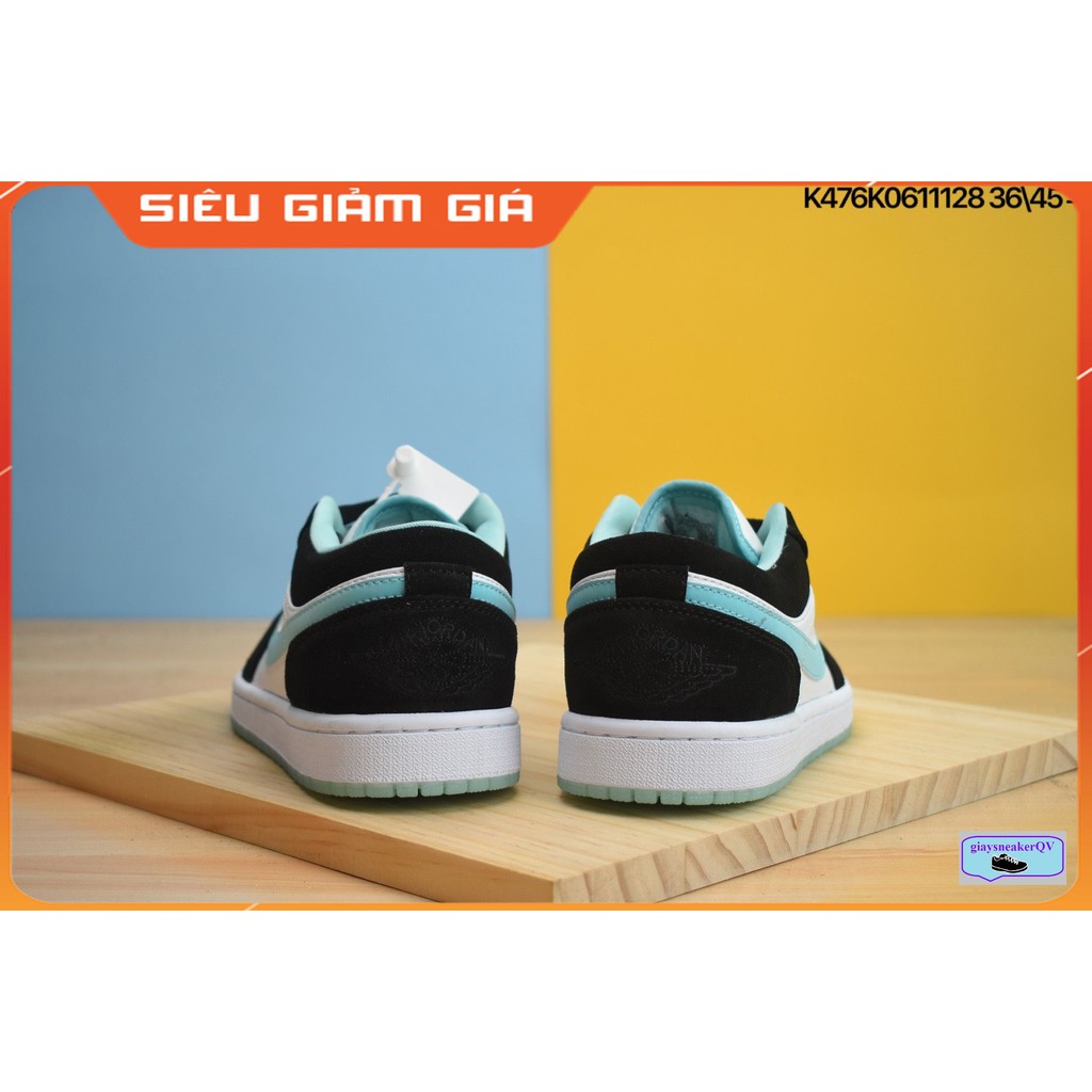 (Ảnh thật+ Hộp+ Sale cực sốc) Giày thể thao Air Jordan 1 màu xanh đen cổ thấp siêu đẹp dành cho nam và nữ | BigBuy360 - bigbuy360.vn