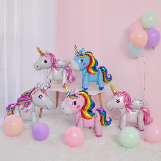 Bong bóng Pony 4D ( kỳ lân) dễ thương trang trí sinh nhật, đồ chơi cho bé