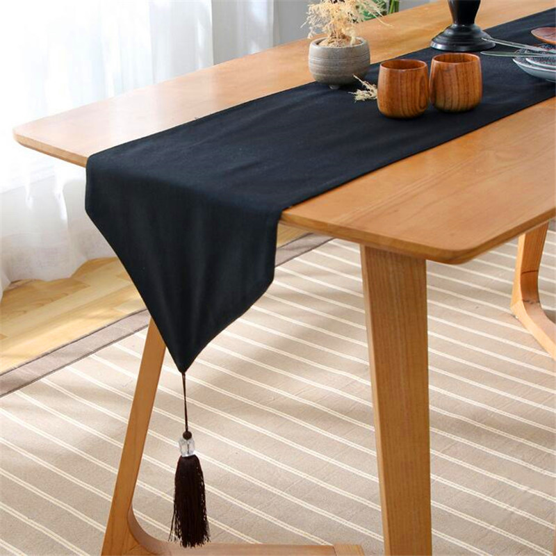 High-end Japanese-style Cotton Linen Table Runner Lattice Tea Table Zen Linen Retro Tablecloth Plate Mat Super Long Size