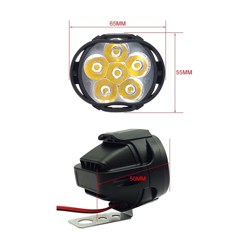 Set 2 Đèn Pha 6 Bóng Led 5000KSpotlight Siêu Sáng Có Giá Đỡ Dành Cho Xe Mô Tô / Xe Hơi