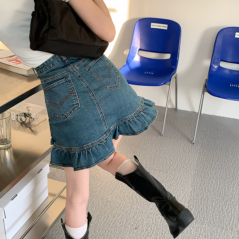 chân váy jean Lưng Cao Dáng Chữ A Thiết Kế Trẻ Trung Hợp Thời Trang