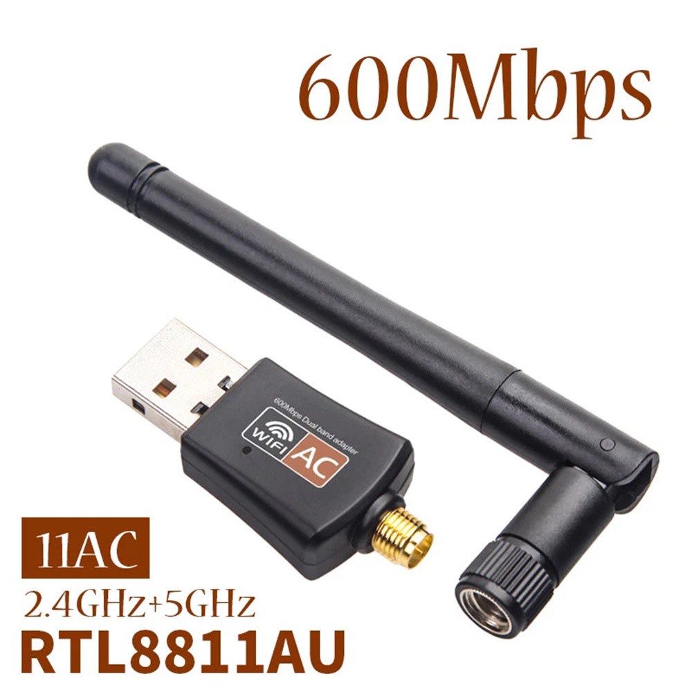 Usb Wifi Mini Cho Pc Laptop 2.4g / 5ghz 600mbps Ac600M