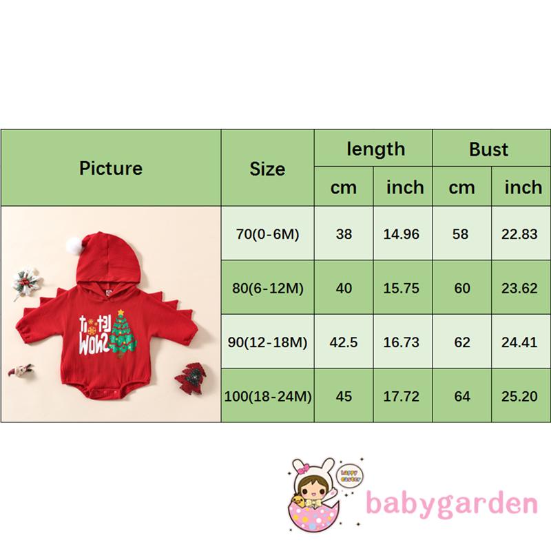 Bộ Áo Liền Quần Tay Dài Có Nón In Hình Cây Thông Giáng Sinh Dành Cho Trẻ Em 0-24 Tháng Tuổi