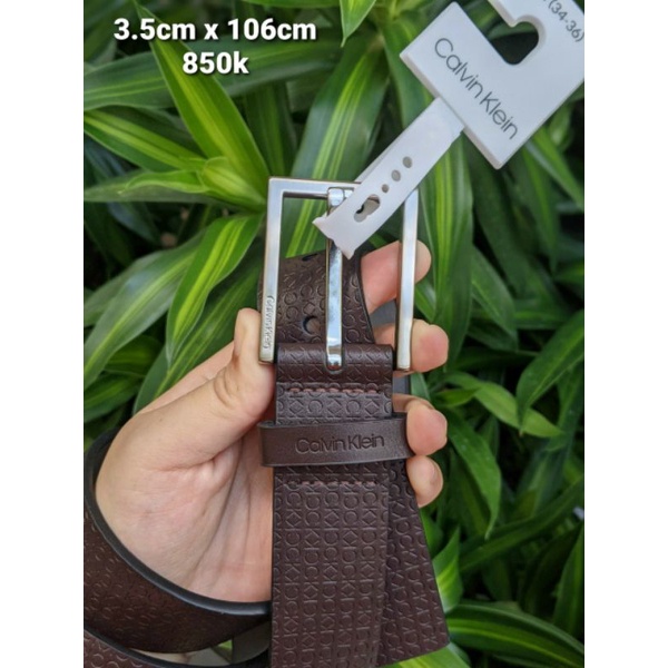 Thắt lưng Nam Calvin Klein Men's Signature Embossed Logo Leather Belt