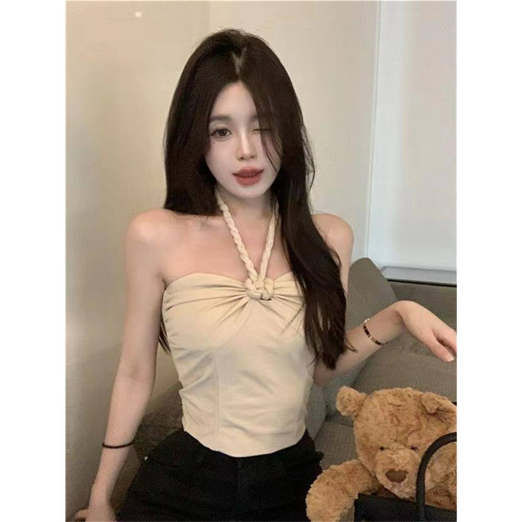 QADCOL Áo Tank Top Hai Dây Ôm Dáng Gợi Cảm Mùa Hè Màu Mơ Ngọt Ngào Cho Nữ Mặc Ngoài