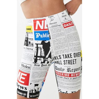 [RESTOCK] Quần cycle biker short F21 newspaper print (BIGSIZE)