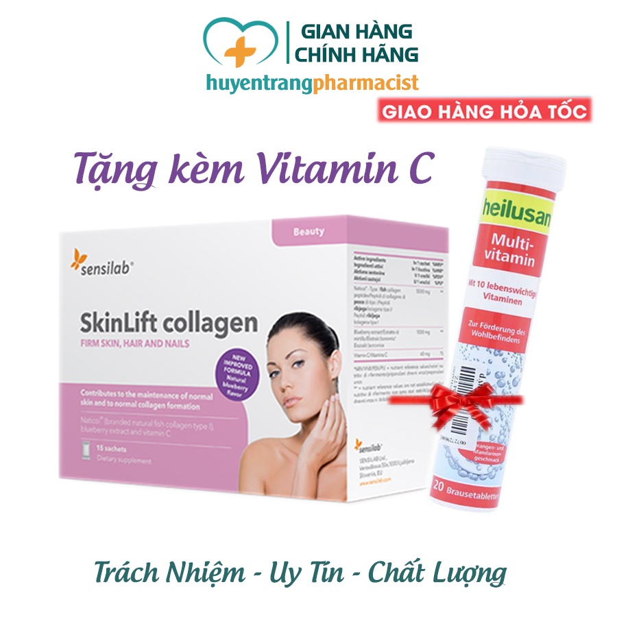 Skinlift collagen chính hãng - bổ sung collagen, vitamin C giúp làm đẹp da, Skinlift collagen chống lão hóa (hộp 15 gói)