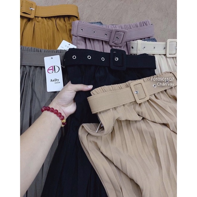 Chân Váy dài mi di gấp ly phối nịt eo TT0109