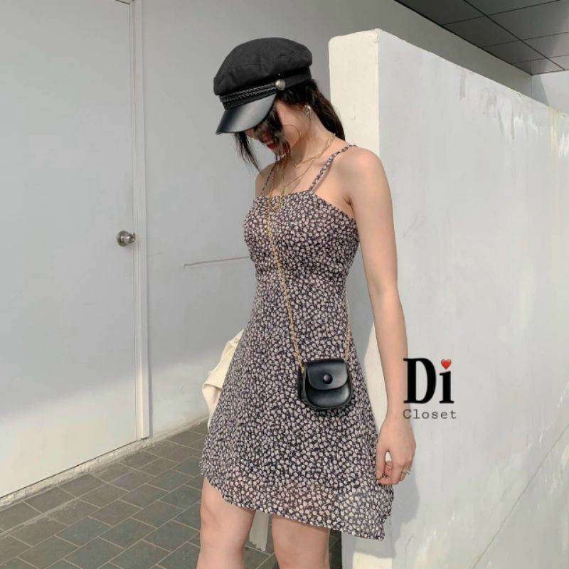 Đầm midi hoa nhí hai dây