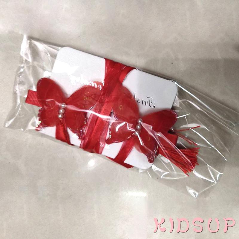 Kẹp tóc hình bươm bướm đính hạt phối tua rua dễ thương cho bé