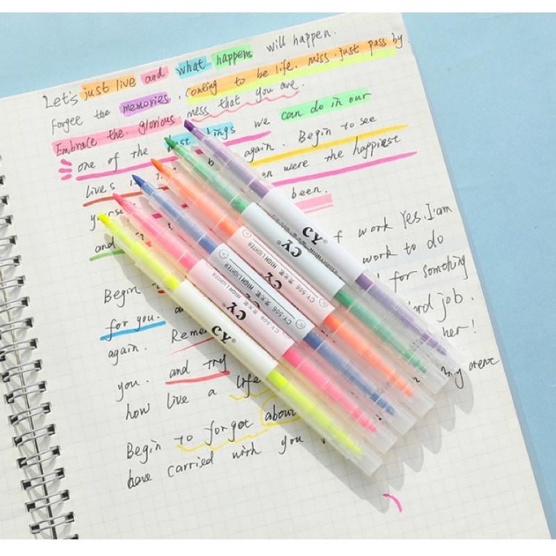 Set 6 Bút Màu Dạ Quang 2 Đầu 6/12 Màu