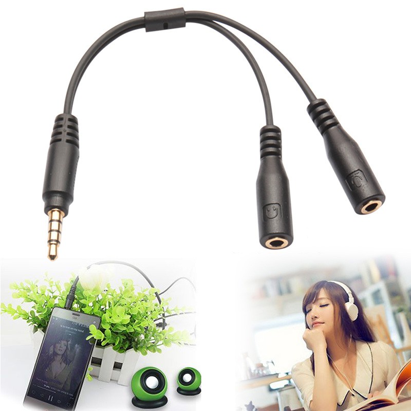 Dây cáp chuyển đổi âm thanh chữ Y từ giắc cắm 3.5mm sang 2 cổng cắm chất lượng