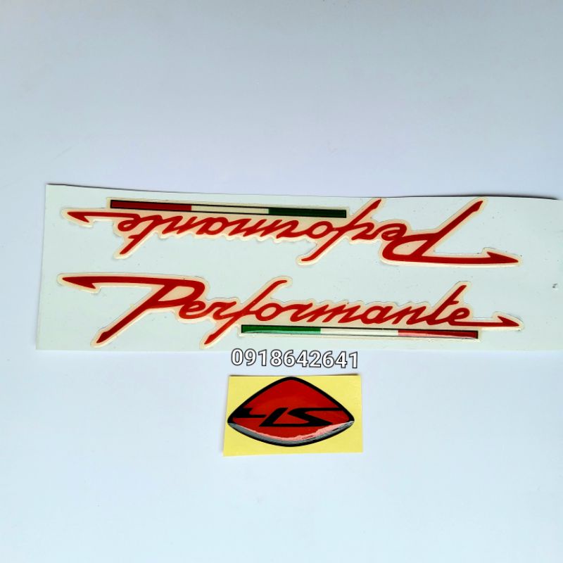 Combo tem chữ nổi performante màu đen và logo mặt nạ Sh đen