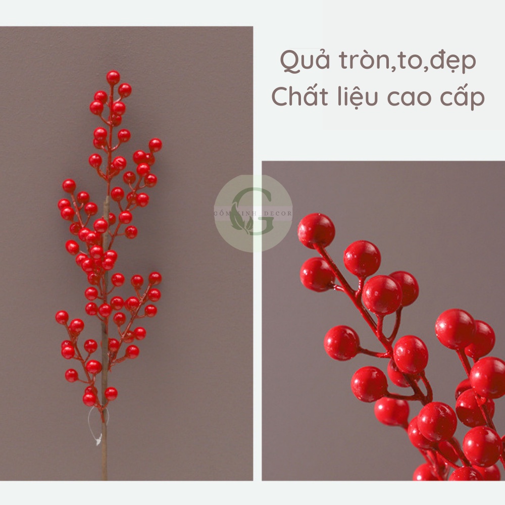 Đào Đông Đỏ Cành 6 nhánh quả to tròn đẹp hàng cao cấp Gốm Xinh Decor