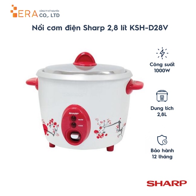 [Mã ELHADEV giảm 4% đơn 300K] Nồi cơm điện Sharp 2.8 lít KSH-D28V