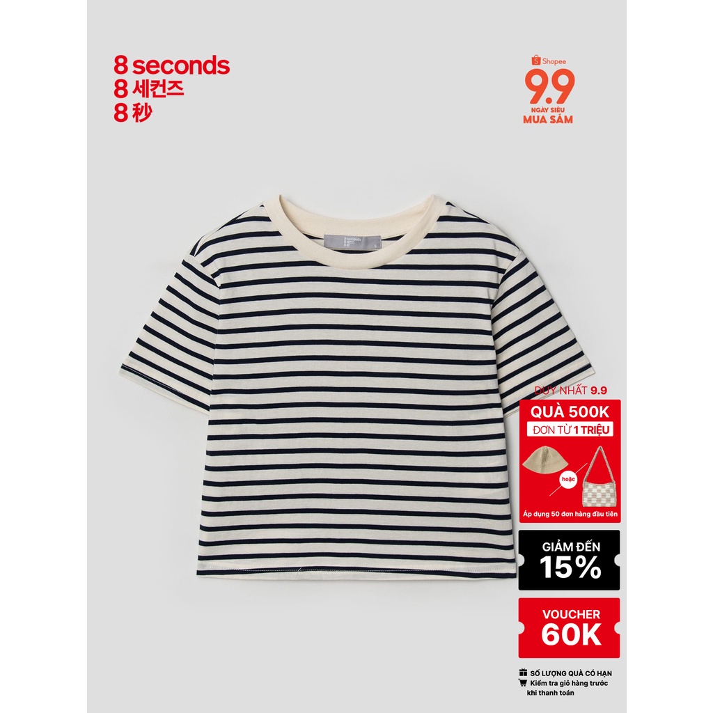 Áo thun crop top nữ 8seconds kẻ sọc - 322442LY60