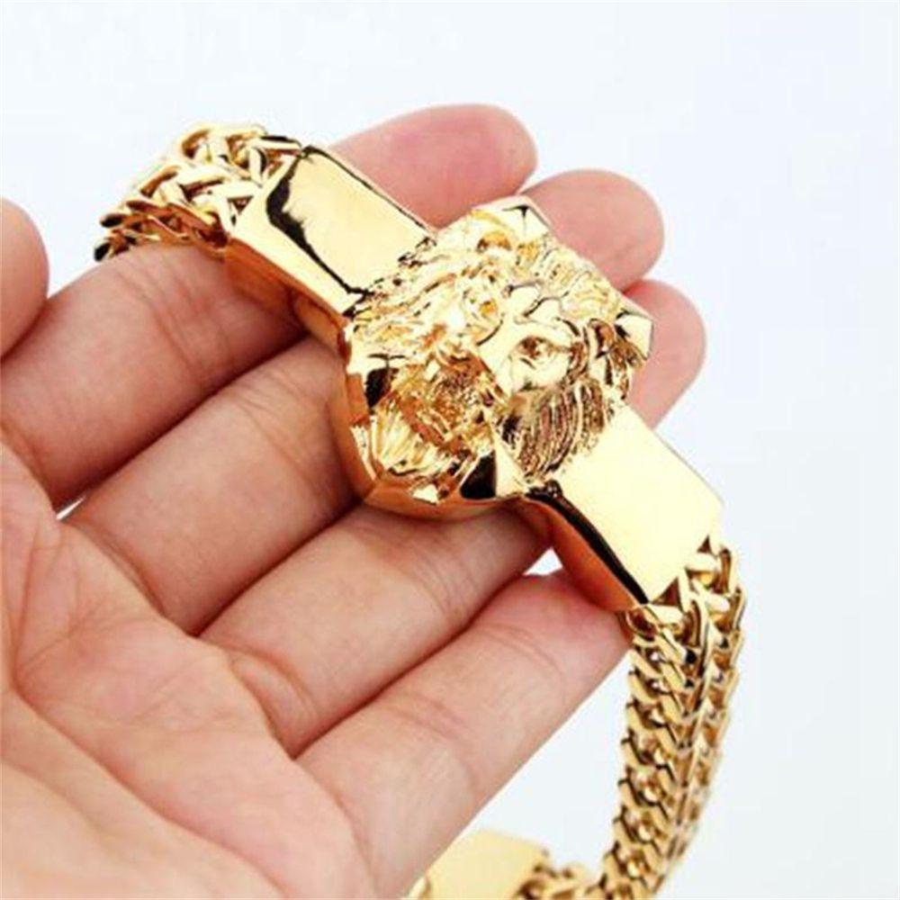 Vòng Tay Đầu Sư Tử Chất Liệu Hợp Kim Không Gỉ Thời Trang Cho Nam