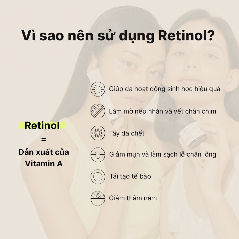 Kem dưỡng COSRX The Retinol 0.1% làm mờ nếp nhăn cho người mới dùng 20ml