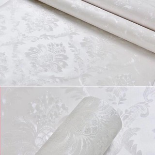 GIẤY DÁN TƯỜNG TRẮNG HOA VĂN CHÌM KHỔ 1m2