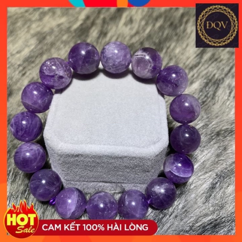 Chuỗi vòng đeo tay Thach Anh tím size 14li cho nam hợp với mệnh Hoả và Thổ - ĐQV