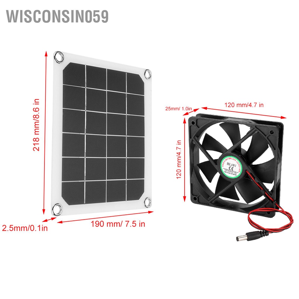 Wisconsin059 Bảng điều khiển năng lượng mặt trời đơn tinh thể 6V 10W USB Sạc quạt năng lượng mặt trời ngoài trời