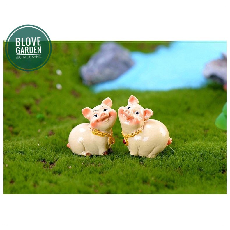 Chú lợn dễ thương làm tiểu cảnh trang trí chậu cây, sen đá, xương rồng, terarium, làm quà tặng ý nghĩa