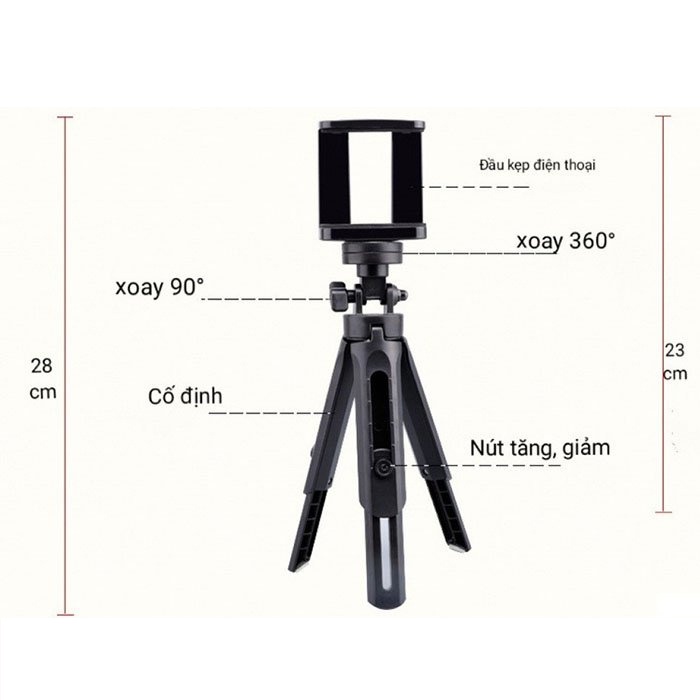 Giá đỡ chụp ảnh điện thoại tripod 3 chân 3110 chân ngắn, tương thích với nhiều dòng máy, đa năng tiện dụng