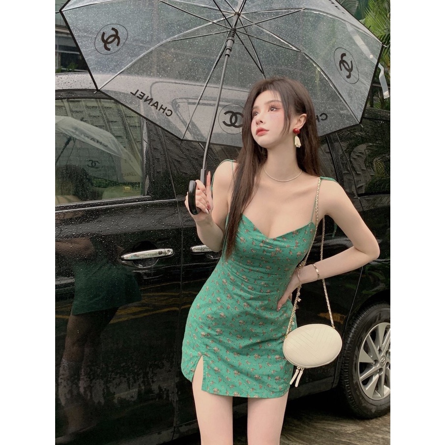 Đầm hai dây dáng ôm hoa nhí nữ Emilyshop ulzzang