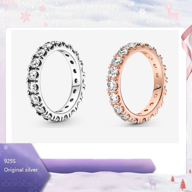 P Nhẫn Bạc 925 Đính Đá Zircon Lấp Lánh