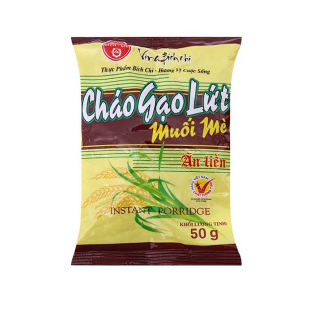 Combo 50 gói Cháo gạo lứt/ cháo gạo lứt muối mè Bích Chi gói 50g