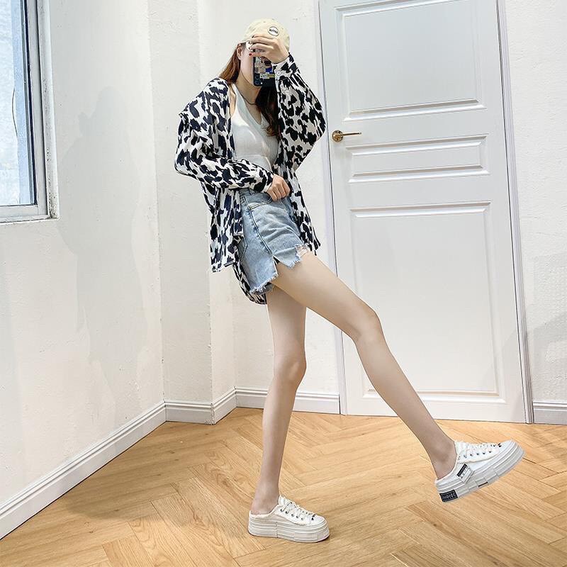 Giày sục viền rách mác xịn dáng thể thao đế độn hợp thời trang