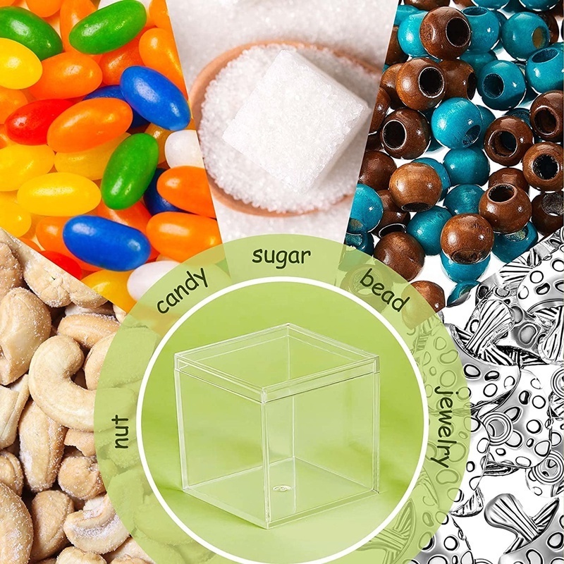 1 Hộp Vuông 5.5cm Bằng Nhựa PS Trong Suốt Có Nắp Đậy Mini Đựng Trang Sức Kẹo Bánh Kẹo Đồ Ăn Vặt Để Bàn