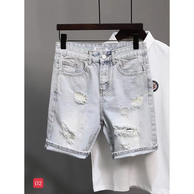 Quần short jean nam họa tiết cao cấp - chất liệu Denim co dãn tốt, THỜI TRANG NAM NỮ GEMINI KV0243