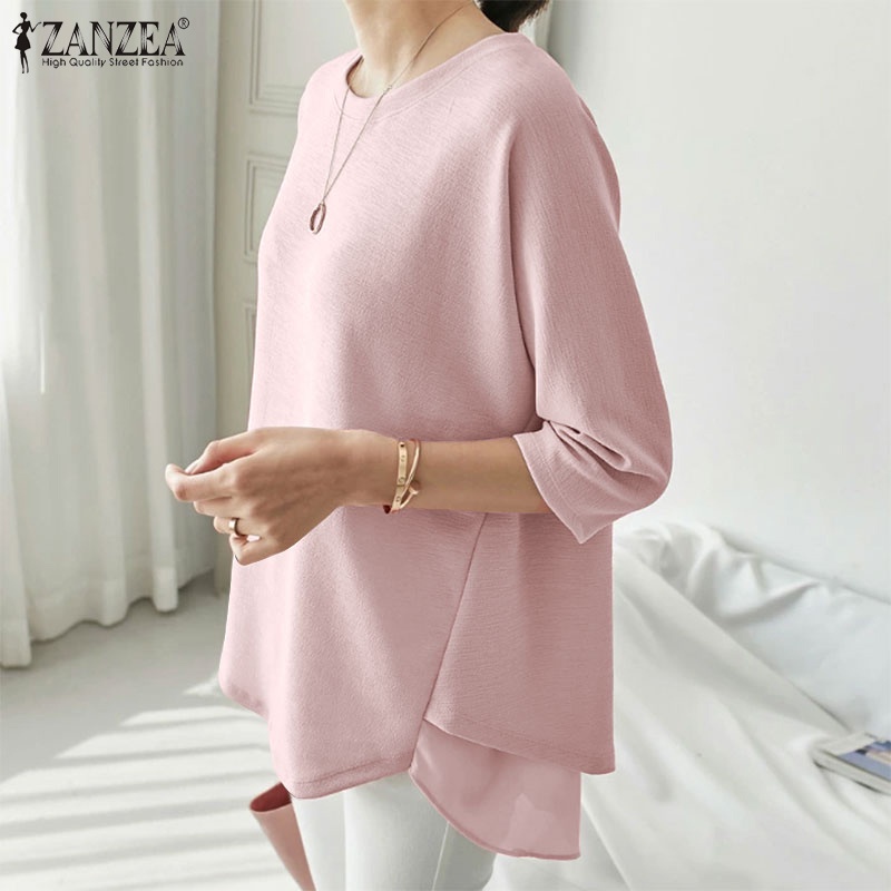 Zanzea Áo Voan Tay Lửng Cổ Tròn Phong Cách Cổ Điển Thanh Lịch Dành Cho Nữ