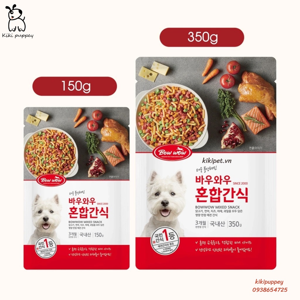 Snack, bánh thưởng huấn luyện cho chó hỗn hợp Bow wow mix snack