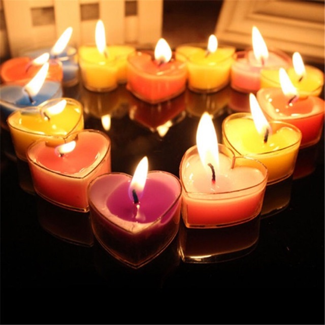 Set 10 nến cốc hình trái tim