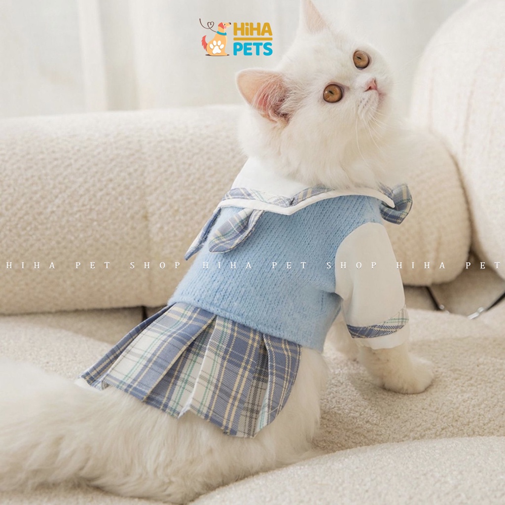 Quần Áo Cho Chó Mèo Phong Cách Hàn Quốc, Váy Áo Học Sinh Tai Thỏ Mát Mẻ Mùa Hè, Ấm Áp Mùa Đông Hihapet