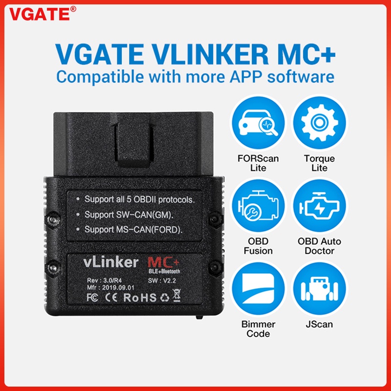Thiết Bị Chẩn Đoán Lỗi Ô Tô Bluetooth 4.0 OBD 2 OBD2 ELM 327 MC+ ELM327