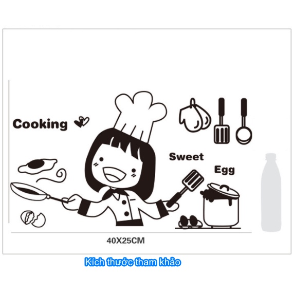 Decal trang trí tường - Cô gái đầu bếp