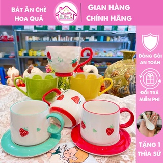 Cốc sứ Dâu Tây Cốc uống nước, Sữa, Ăn Dặm Decor Dễ Thương