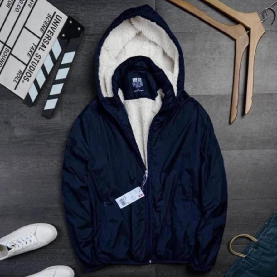 Áo khoác gió nam lót lông cừu vải dù gió cao cấp chống nước có mũ tháo rời mặc mùa đông siêu ấm chống gió giữ nhiệt | BigBuy360 - bigbuy360.vn