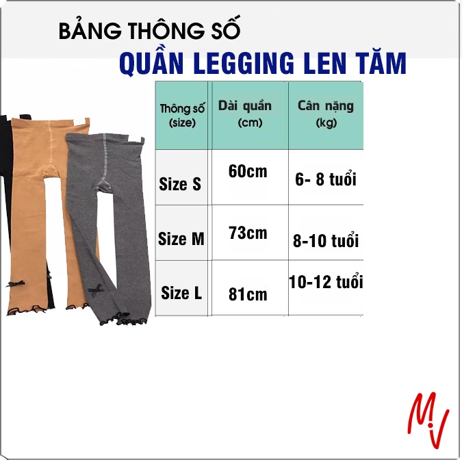 Quần tất len cho bé, Quần legging bé gái nơ bèo nhún điệu đà