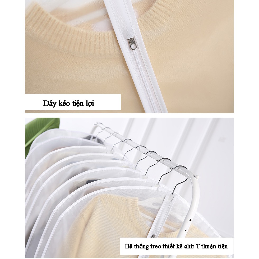 Túi bọc quần áo treo tủ chống bụi loại dày, có khóa kéo, chống thấm, ẩm mốc, đa năng