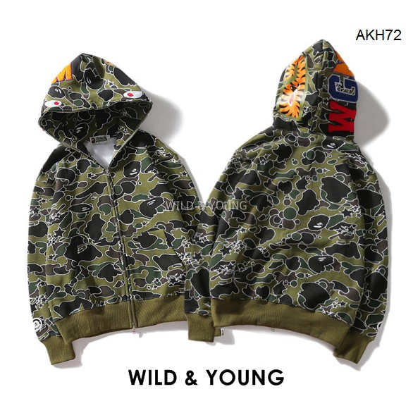 ⚡️HOT SALE⚡️Áo Khoác Bape Cá Mập FullZip Rằn Ri Quân Đội (AKH72)