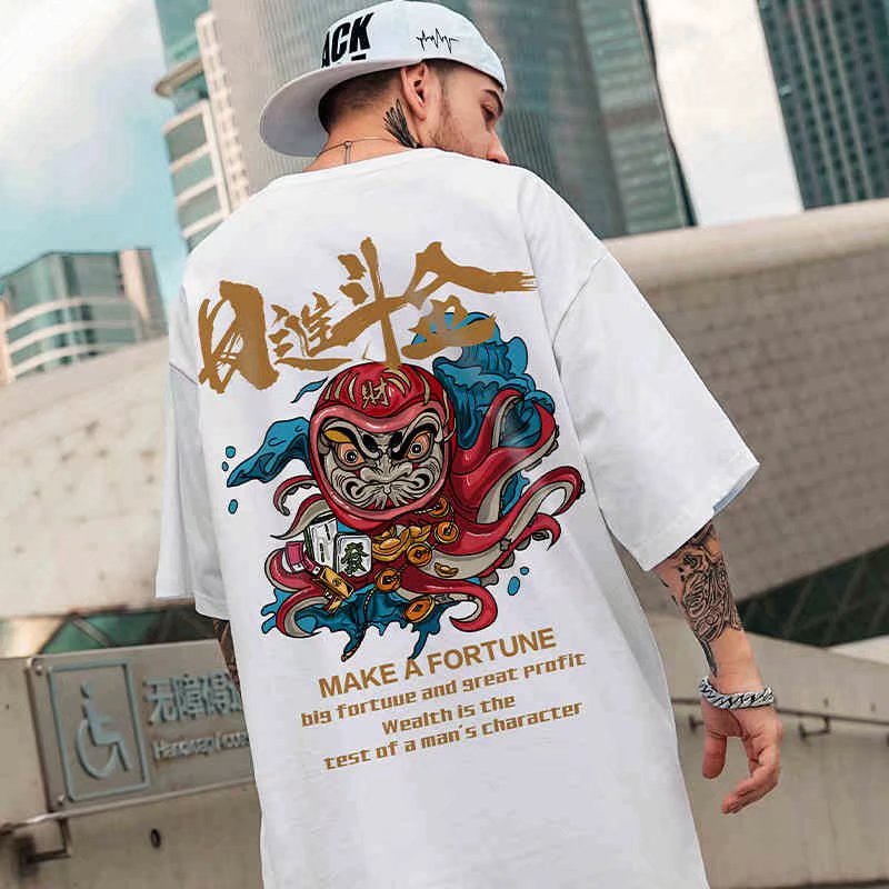 Áo Thun Tay Ngắn Cổ Tròn Cỡ Lớn M-8XL Phong Cách Hip Hop Đường Phố Cho Nam