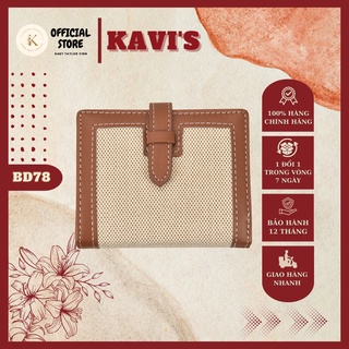 Ví nữ ngắn cầm tay mini KAVI'S dáng gập chất vải Houdstooth phong cách Hàn Quốc nhỏ gọn nhiều ngăn đựng tiền, thẻ card