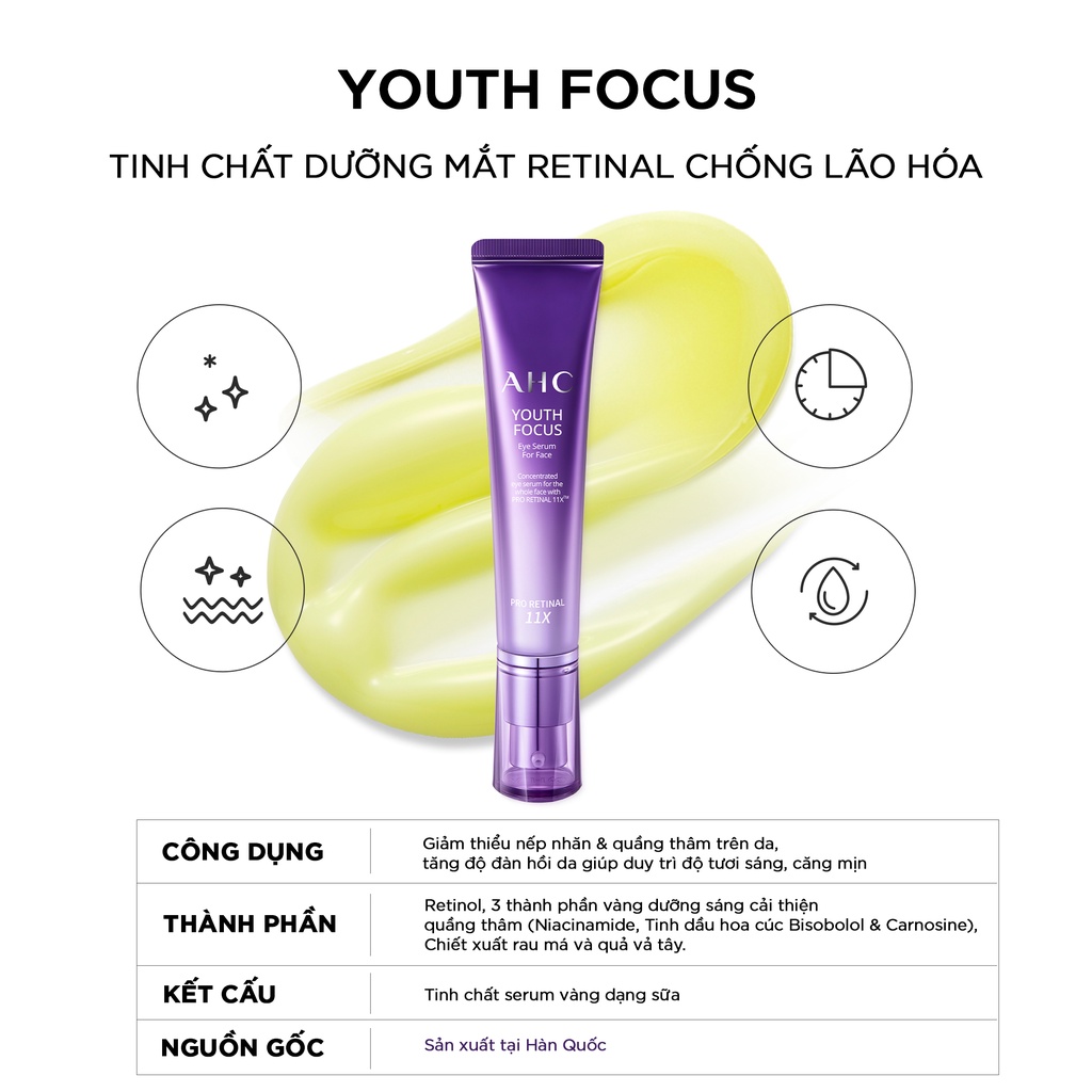 Tinh Chất Chống Lão Hóa 2 Trong 1 Cho Mắt Và Mặt - AHC Youth Focus Eye Serum For Face 30 ml